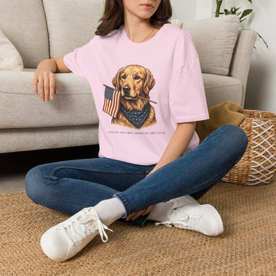 Golden retriever patriotic shirt for women