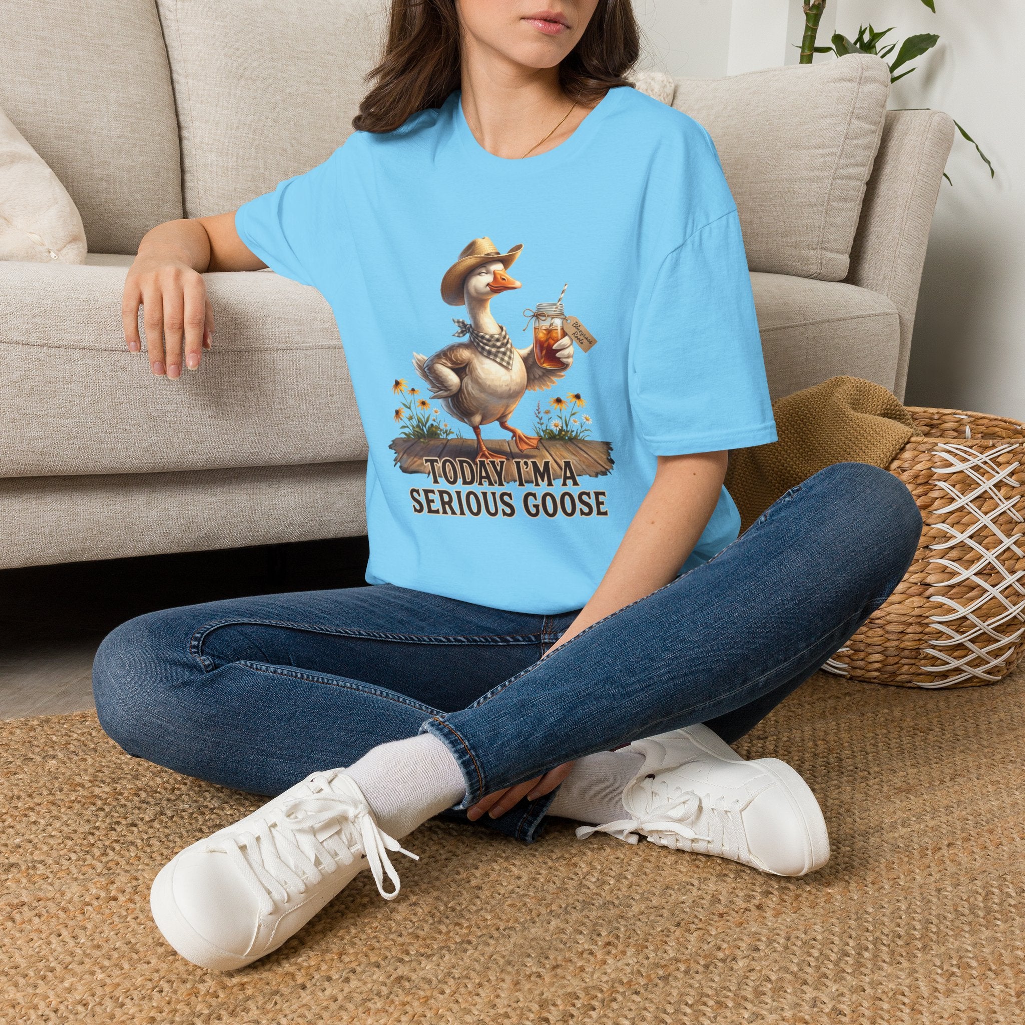 Today I'm a Serious Goose sweet tea shirt in Sky