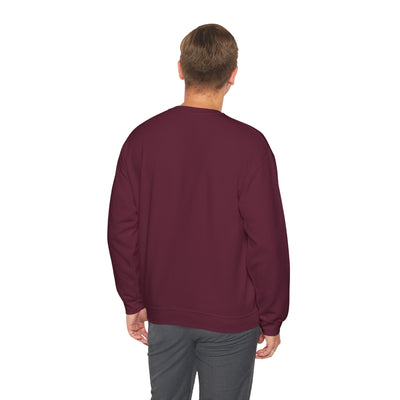 Man wearing a maroon sweatshirt on a white background