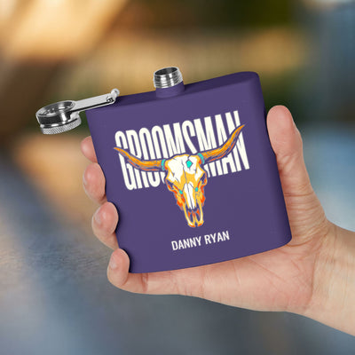 Longhorn Groomsman Flask — Personalized 6oz Whiskey Flask