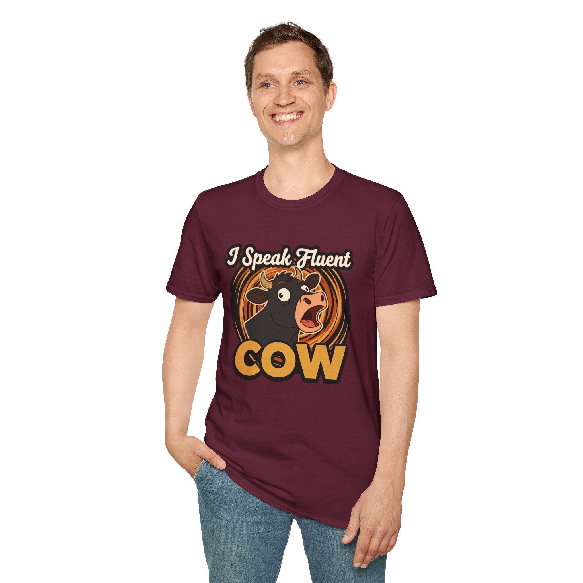 Farmer Shirt — "I Speak Fluent Cow" Funny Cattle Graphic Tee