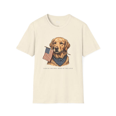 Golden retriever patriotic shirt for women