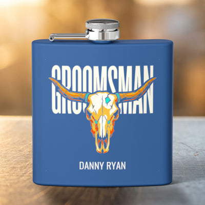 Longhorn Groomsman Flask — Personalized 6oz Whiskey Flask