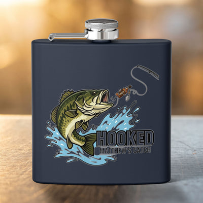 Hooked Fishing Flask — Personalized 6oz Whiskey Flask for Anglers