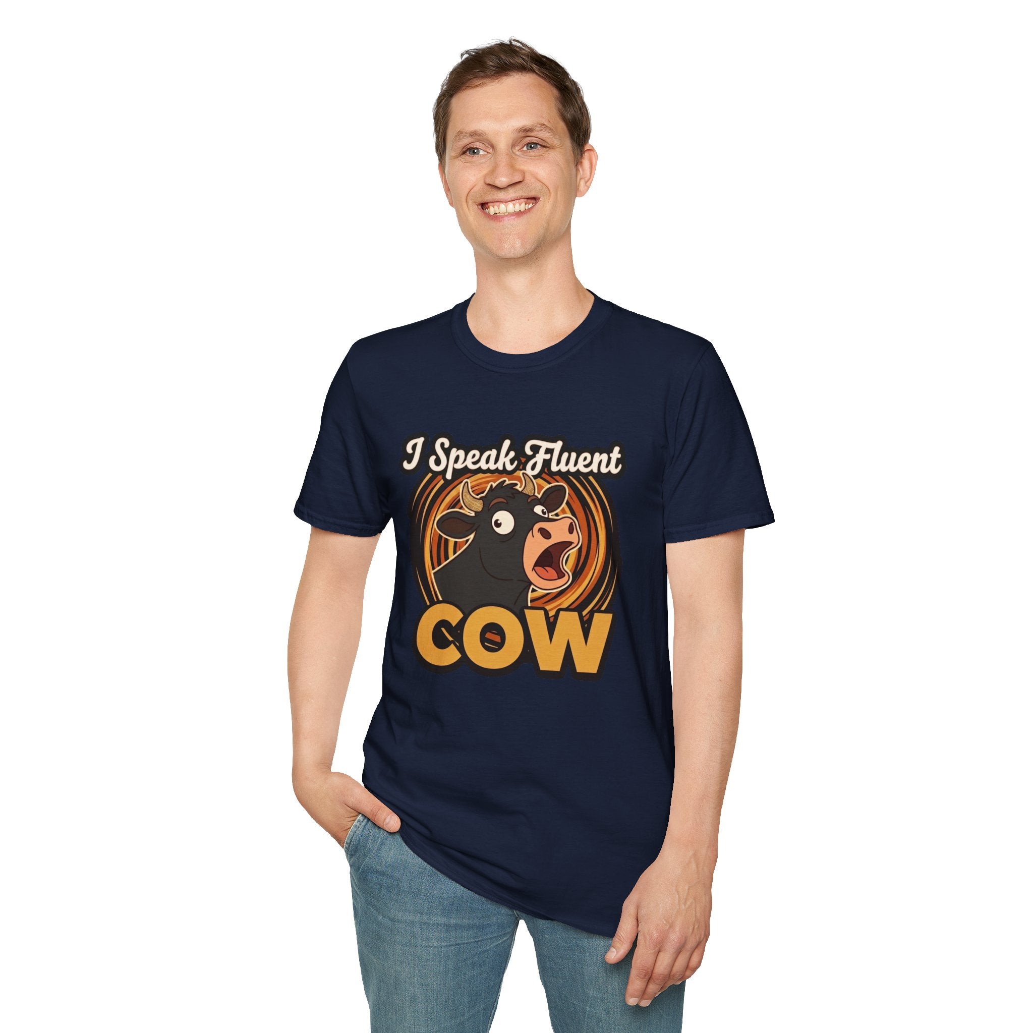 Farmer Shirt — "I Speak Fluent Cow" Funny Cattle Graphic Tee