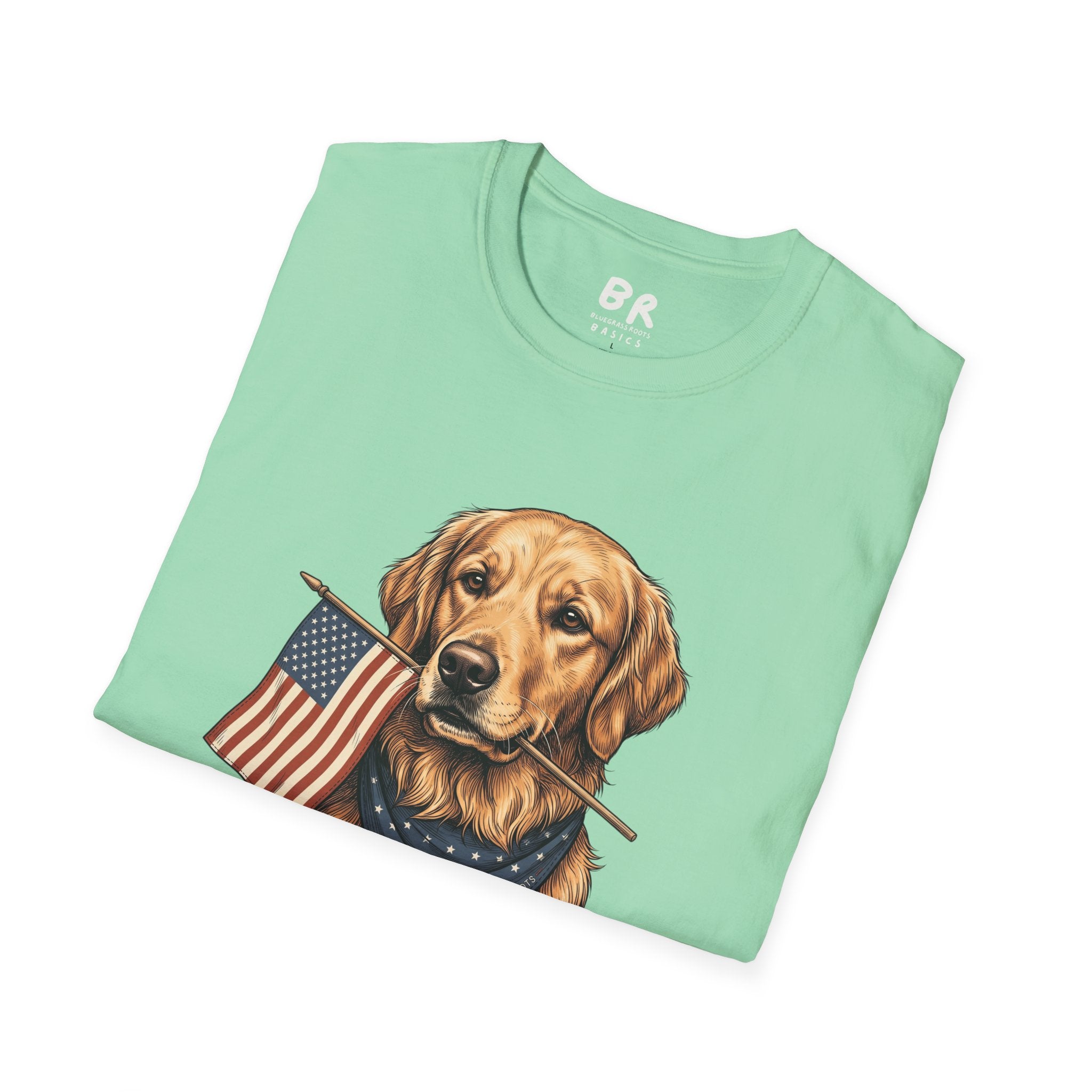 Golden retriever patriotic shirt for women
