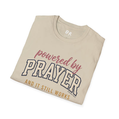 Powered by Prayer varsity shirt