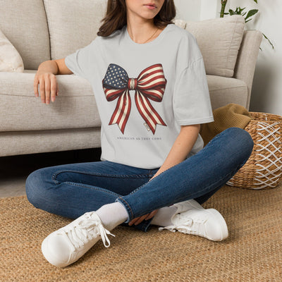 American flag bow 4th of July shirt