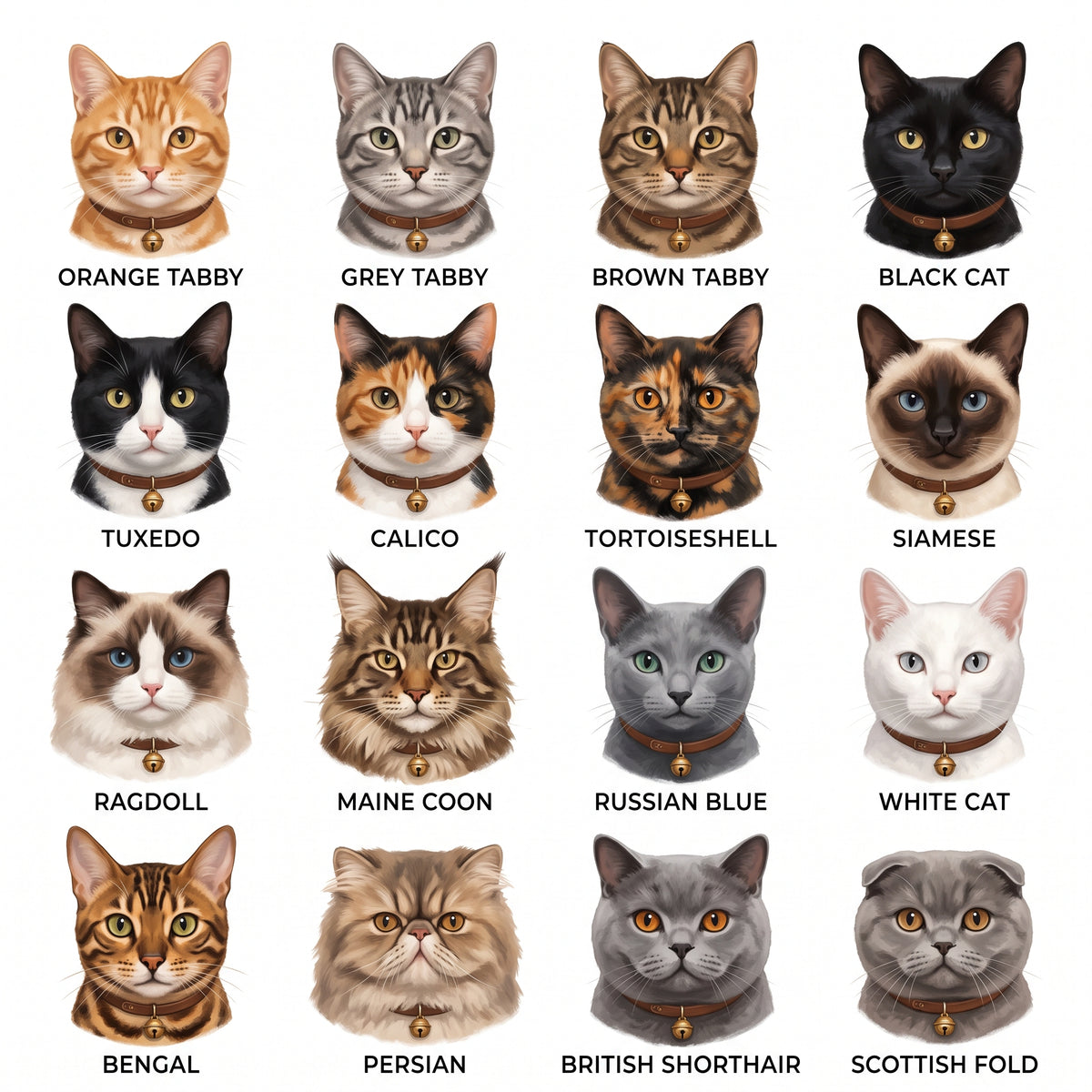 Choose your cat: 16 painted coats for the personalized cat mug