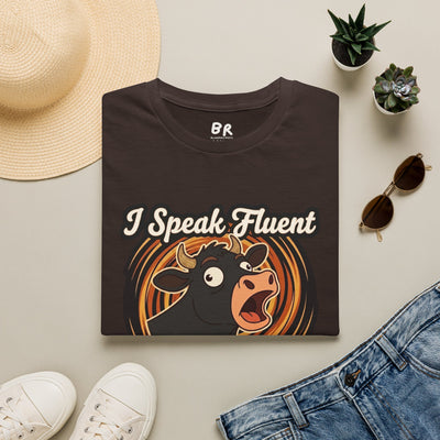 Farmer Shirt — "I Speak Fluent Cow" Funny Cattle Graphic Tee