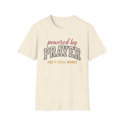 Powered by Prayer varsity shirt