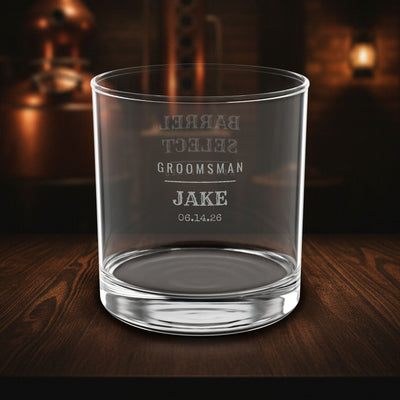 Barrel Select | Engraved Groomsmen Whiskey Glass – Name, Role & Date