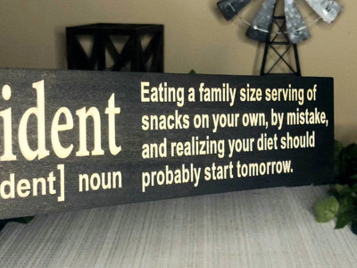 Custom funny food quote sign for housewarming gifts or foodie friends.