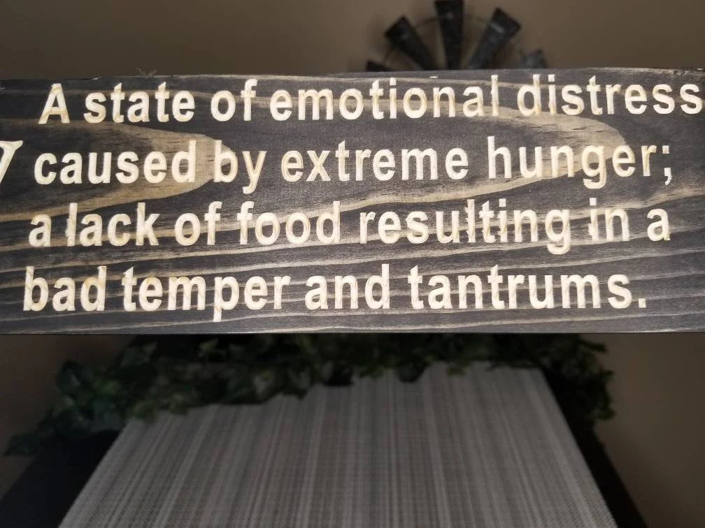 Custom funny pantry decor sign for housewarmings or relatable hunger quotes.