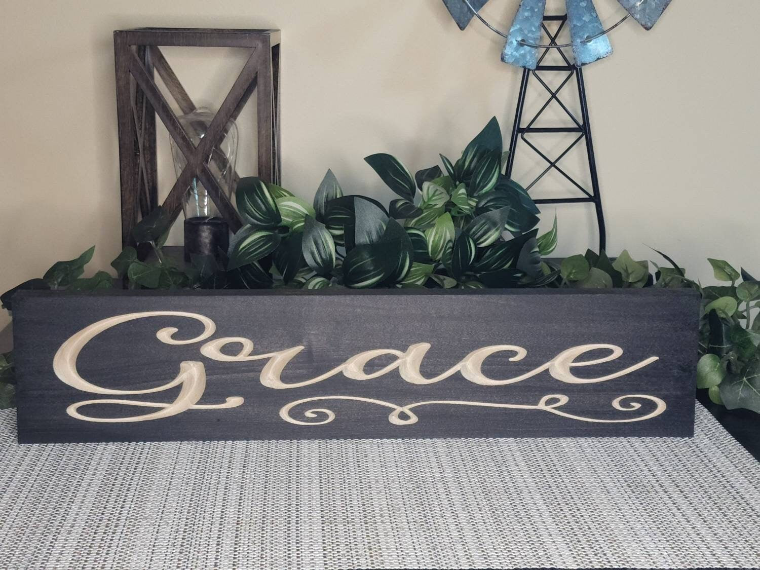 Faith-based wooden decor, grace wall art, inspirational wooden sign
