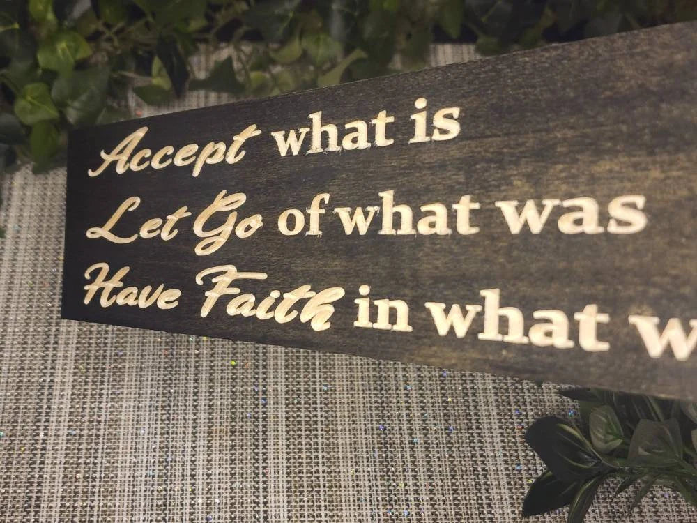 Faith and hope wall art hanging in a peaceful entryway setting.
