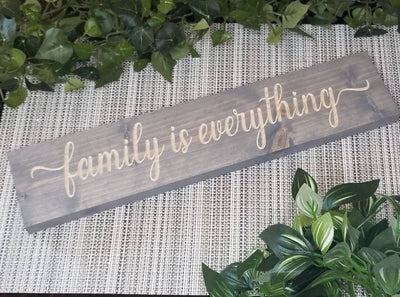 Family Is Everything rustic wood sign for heartfelt family wall art