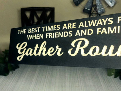 Family wall decor piece displayed in a cozy farmhouse dining area.
