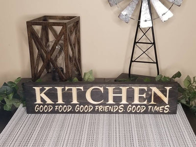 Farmhouse kitchen sign, kitchen wall art, kitchen quote sign, dining room decor, good times sign
