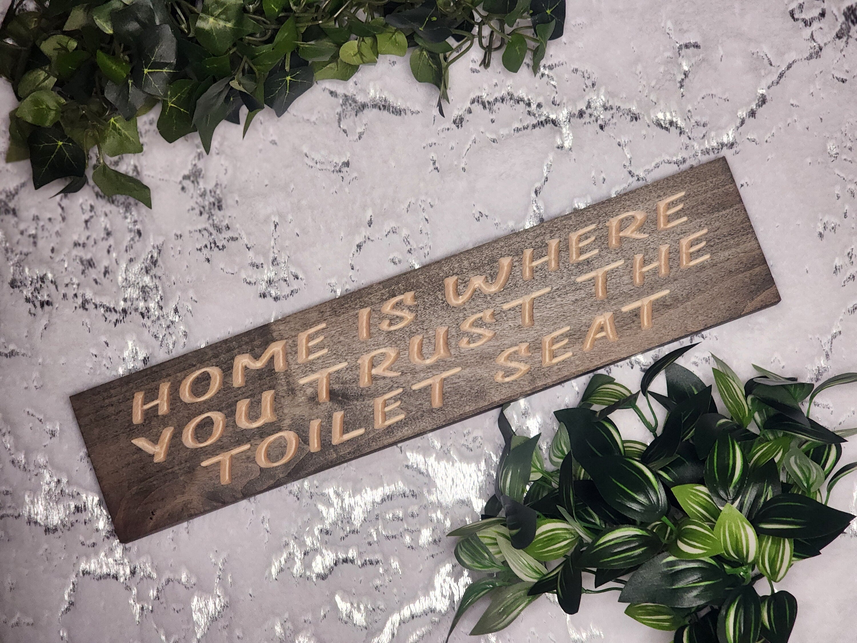 funny bathroom humor sign toilet seat quote rustic wood décor	