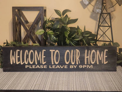 Funny guest humor sign for quirky house decor and playful welcome accents.
