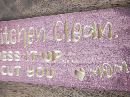 Gift for moms who love humor, personalized funny kitchen sign, rustic wooden kitchen wall sign with quotes.
