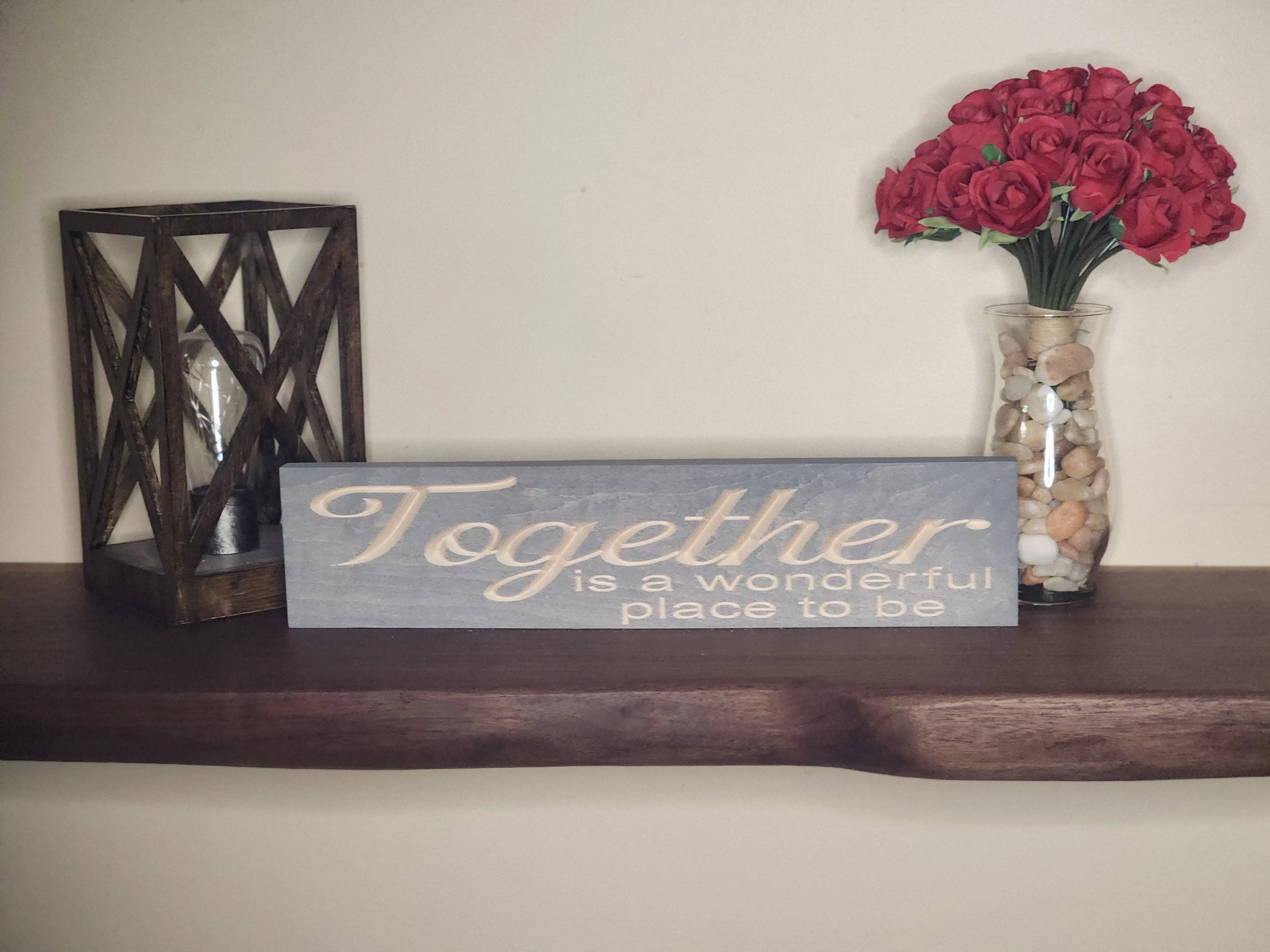 Handmade farmhouse quote sign for wedding gifts and cozy home decor