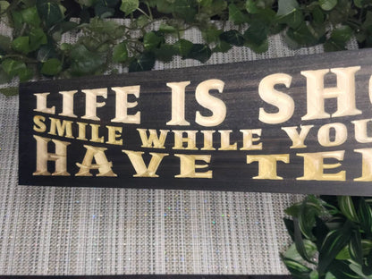 Laugh wall décor, quirky wall sign, humorous gift idea, joke wall sign, fun home decoration.
