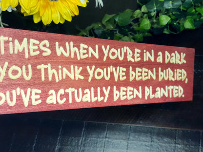 motivational wooden quote sign for meditation or living room