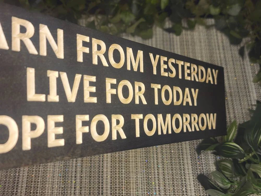 Mindfulness wall art placed in an entryway to welcome guests with an uplifting message.
