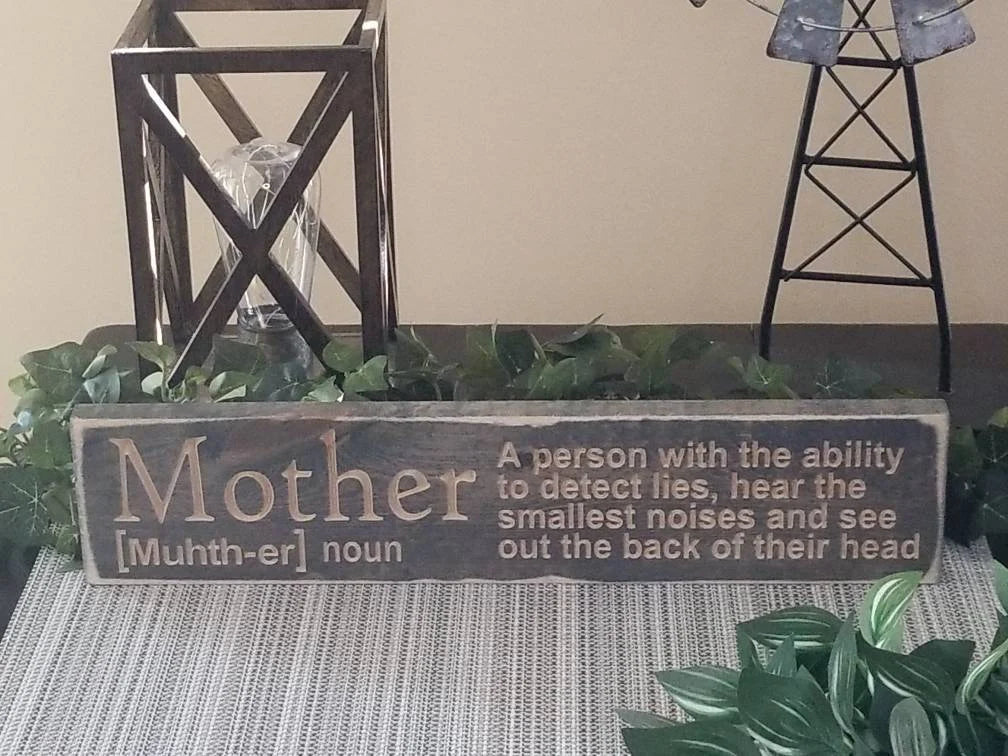 Mom decor gift, unique Mother’s Day sign, mother wall decor with sayings, humorous mom wall art.
