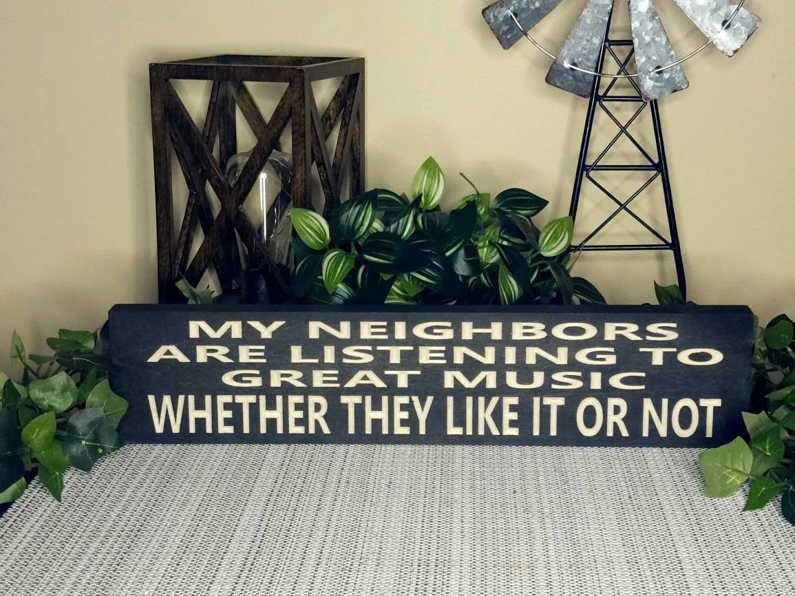 Music quote sign, music decor sign, quirky wall art, home decor sign, music-themed gift.
