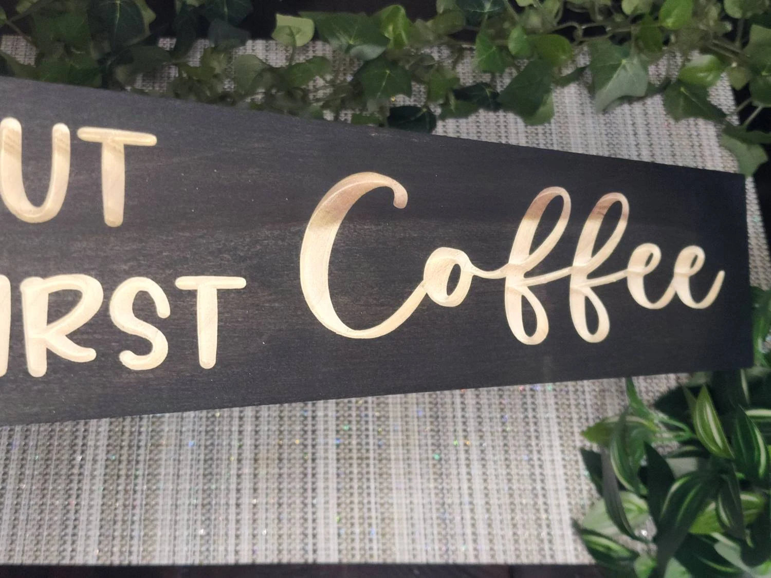 Personalized coffee-themed wall art, coffee bar station decoration ideas, unique gifts for coffee lovers sign.
