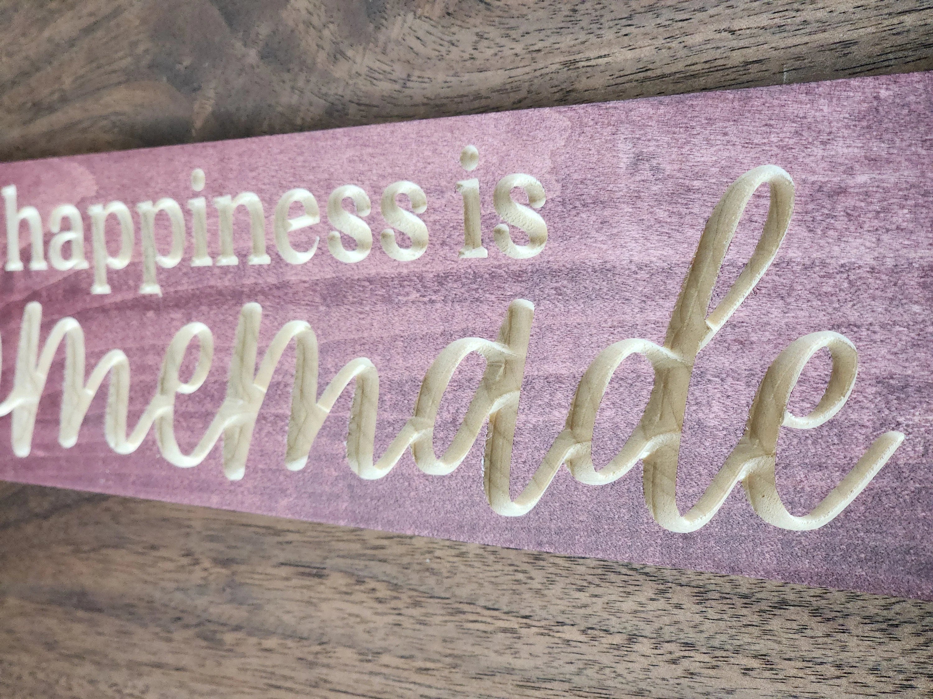 Personalized happiness is homemade sign for sentimental family decor.
