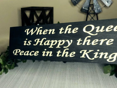 Personalized queen appreciation sign for home decor.
