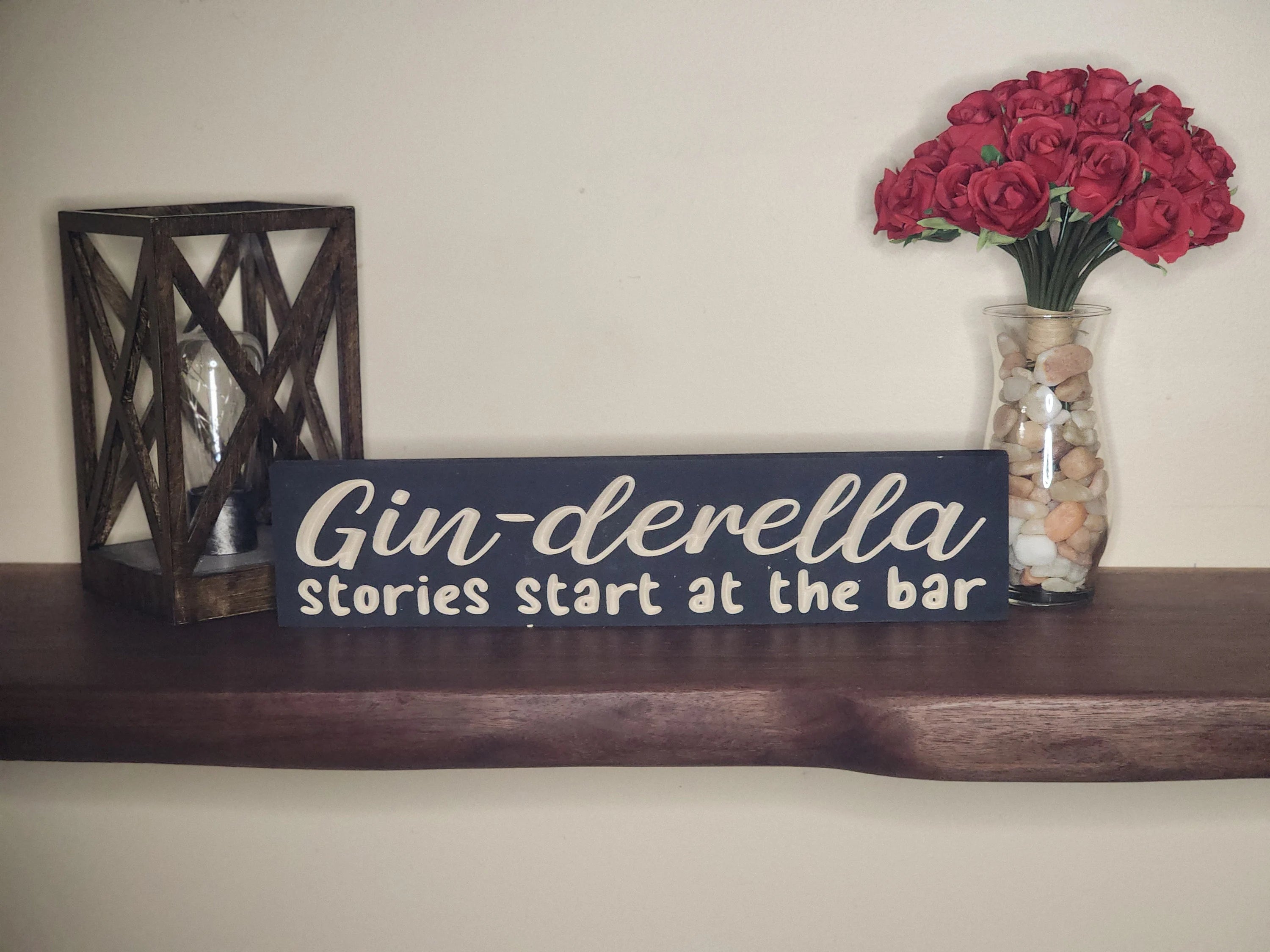 Quirky gin quote wall art for home bar or entertaining spaces