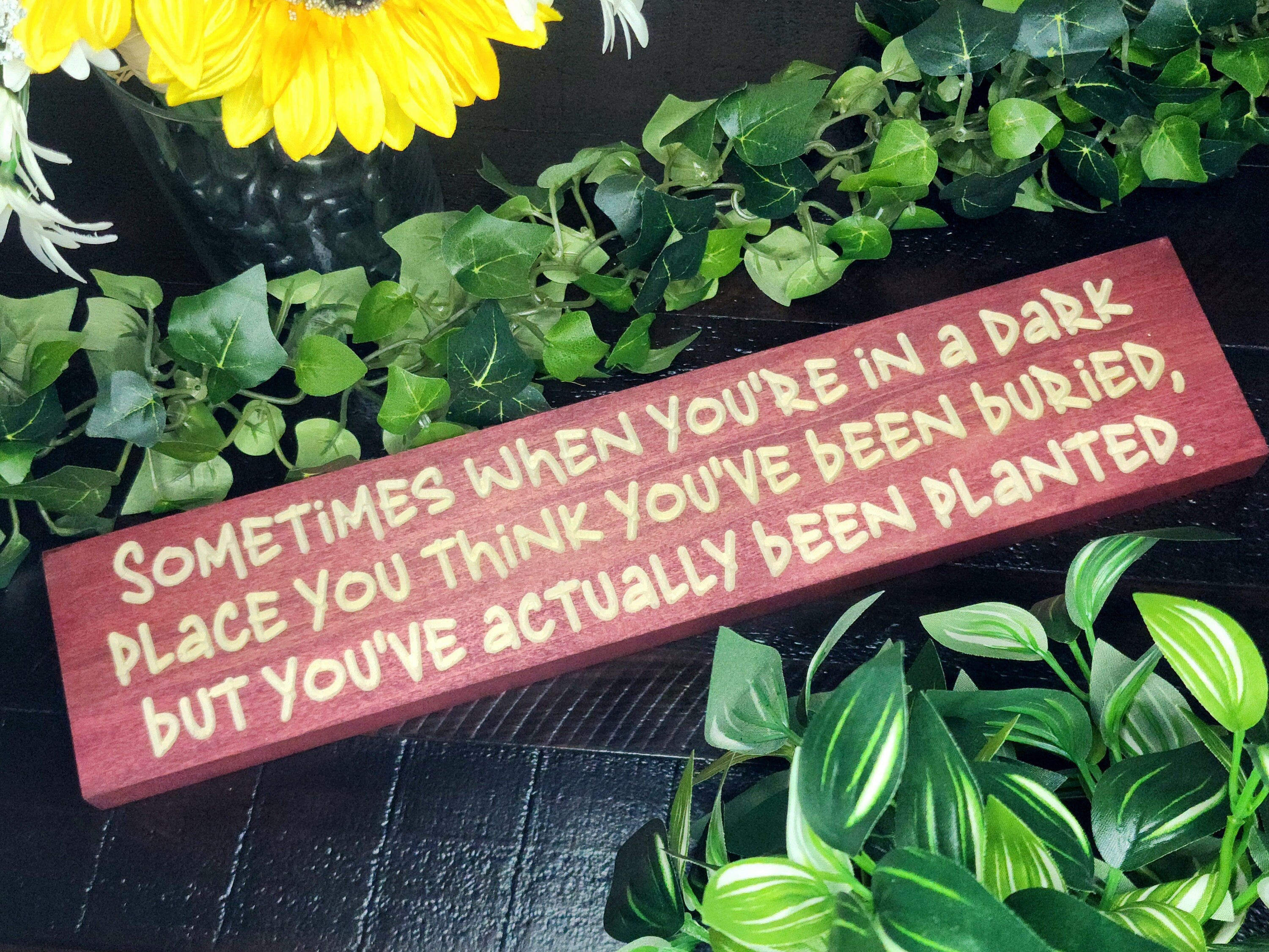 Resilience inspirational wooden sign growth and mindfulness wall art