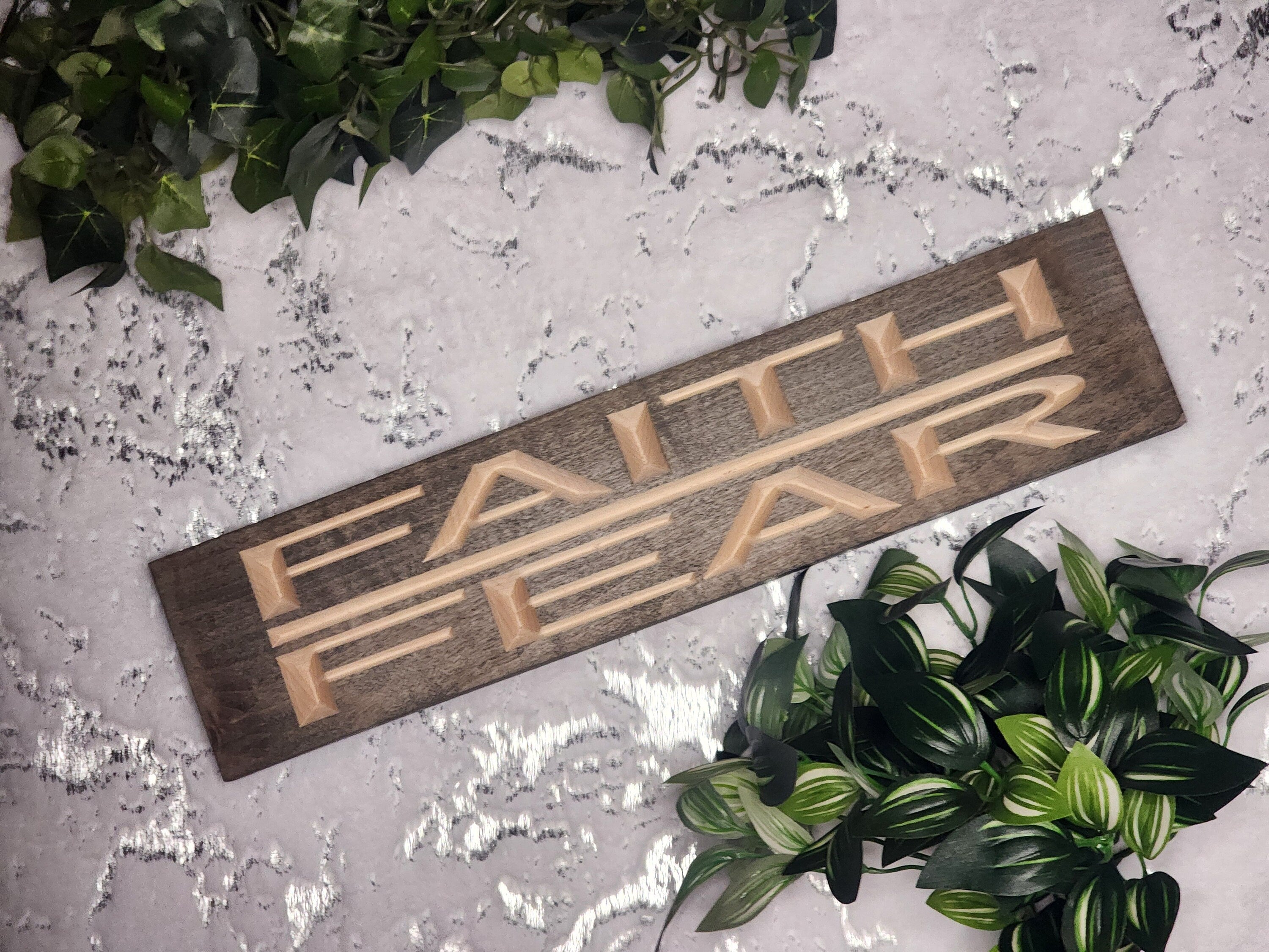 religious faith sign rustic wood décor for office or prayer
