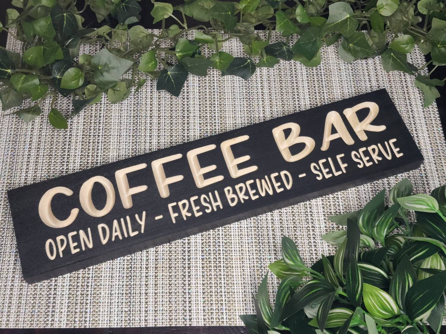 Rustic coffee sign, wooden coffee bar sign, farmhouse coffee decor
