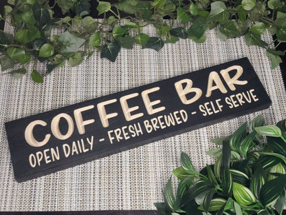 Rustic coffee sign, wooden coffee bar sign, farmhouse coffee decor
