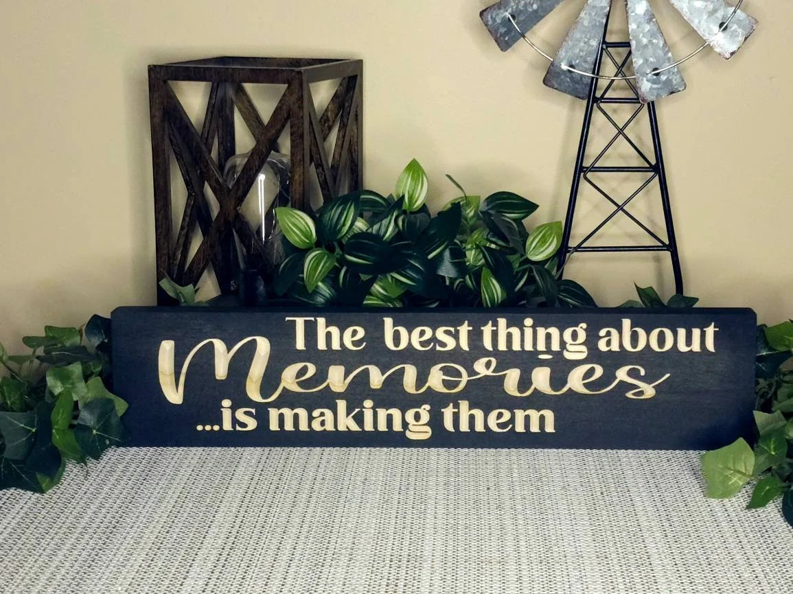 Rustic farmhouse-style memory quote sign for sentimental wall art