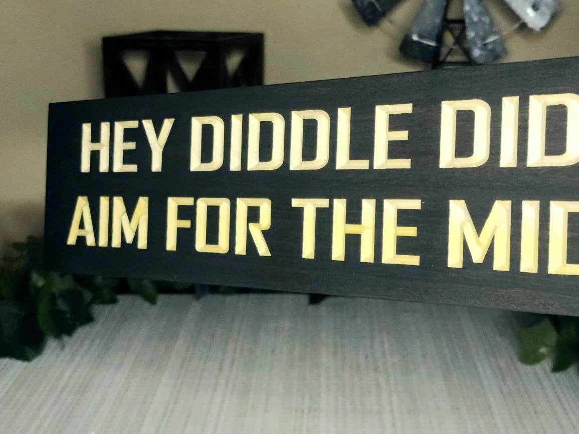 Rustic funny toilet sign for bathroom humor decor in family or guest restrooms