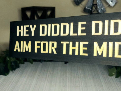 Rustic funny toilet sign for bathroom humor decor in family or guest restrooms