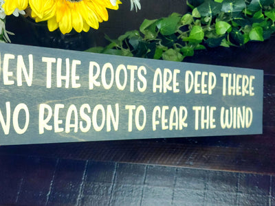 Rustic inspirational sign, motivational home decor, rooted in strength sign.
