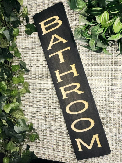 Rustic wooden bathroom sign for farmhouse bathroom décor
