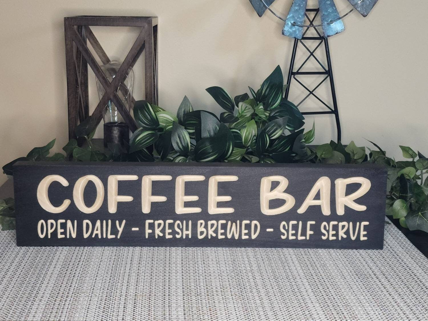 Self-serve coffee station sign, coffee wall art, personalized coffee bar sign
