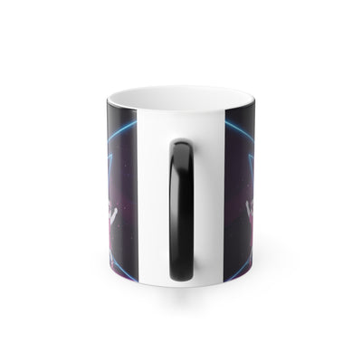 Silver mug with a reflective surface on a white background