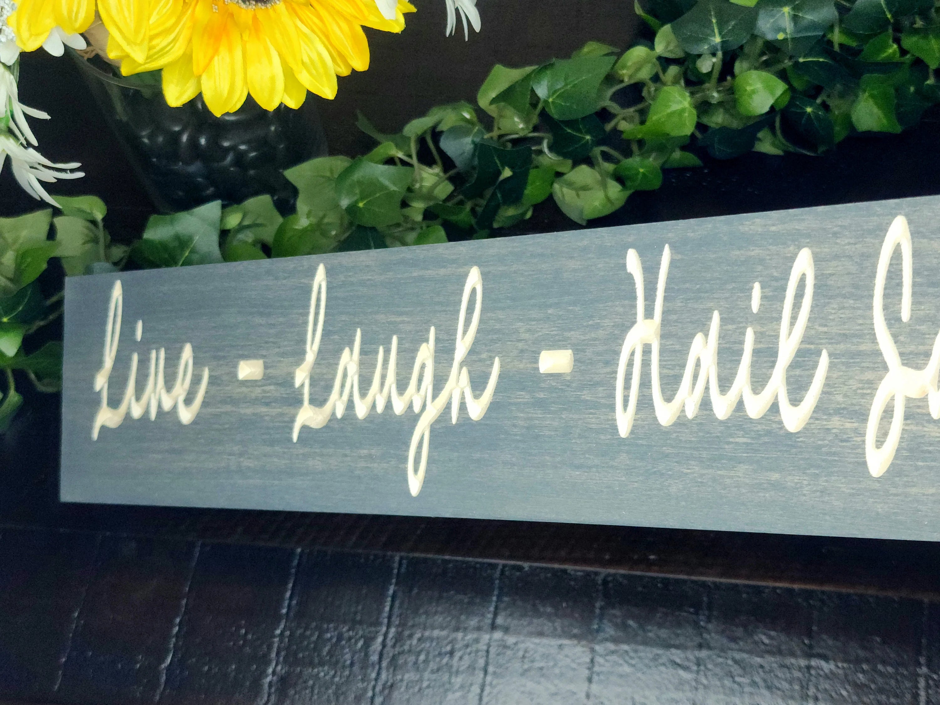 Subversive "Hail Satan" sign with dark humor for rebellious and occult-themed spaces