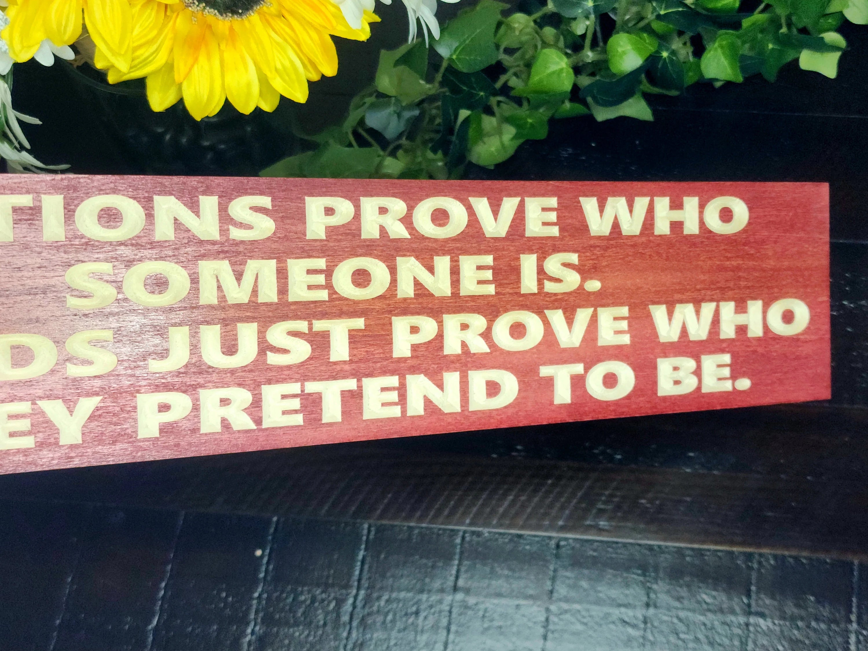 Thoughtful self-growth wooden sign as a gift for mentors and leaders.
