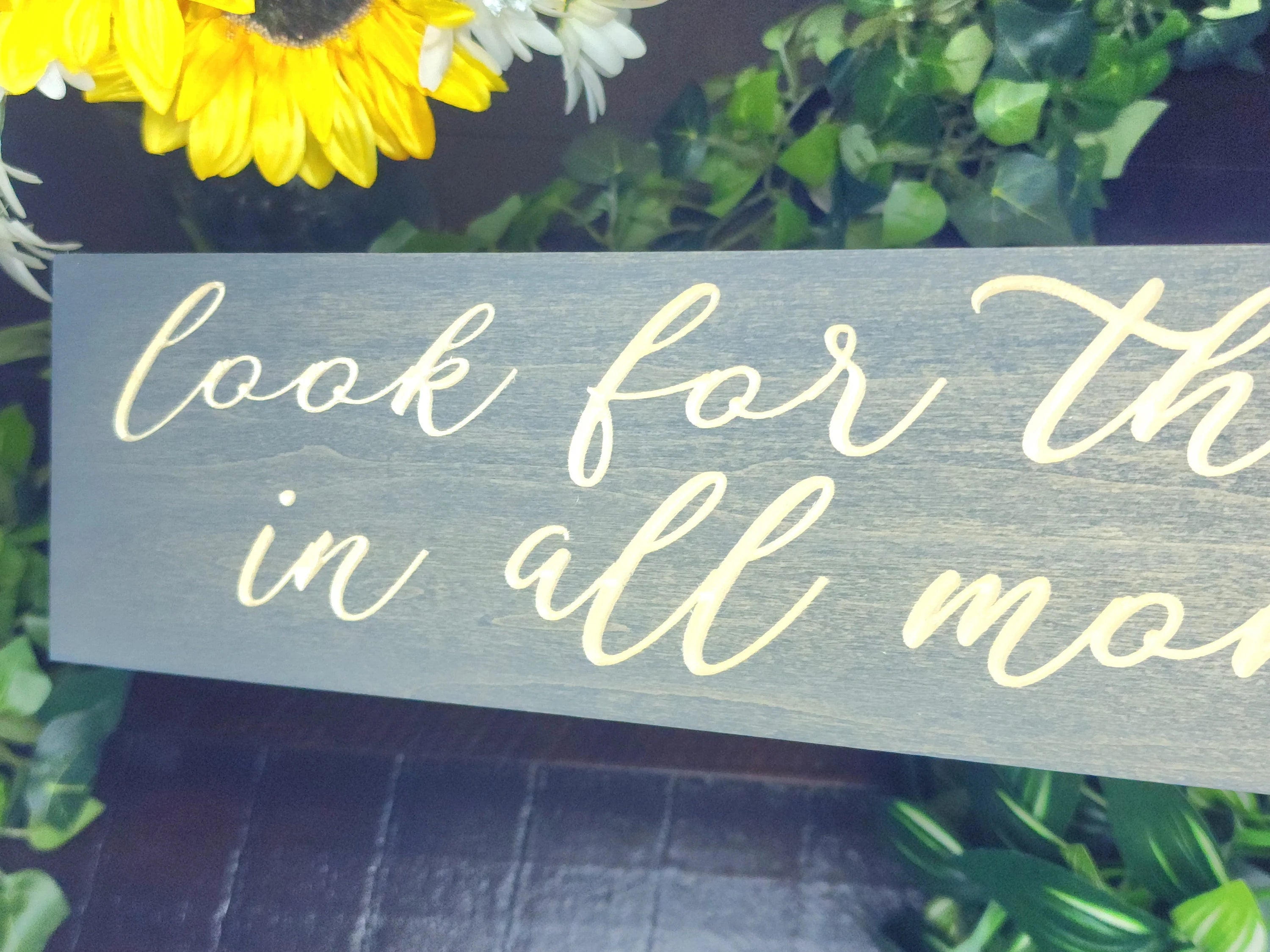Wooden motivational sign, rustic positivity decor, personal growth sign, positive vibes wall art.

